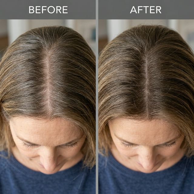 Hair part widening before and after